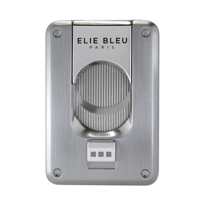 Elie blue CIGAR CUTTER - DOUBLE BLADE - LACQUERED - Brushed Chrome